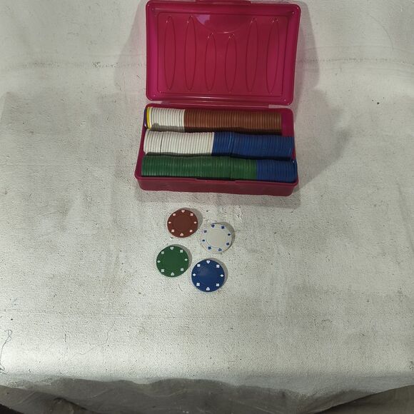 Clay Composite Striped Dice Edge Poker Chips 38 Each Blk, Blue, Grn , Red, & Wht - Picture 3 of 3